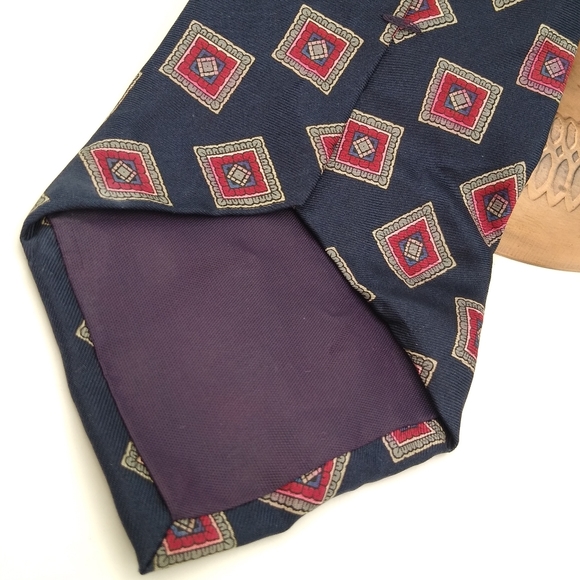 Bert Pulitzer 100% Silk Foulard Geometric Pattern Necktie Men's Tie - Picture 4 of 12